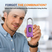 Combination Lock for Locker, 4-Digit Padlock with Code for Gym, School, Home & Work, Shackle Height: 1.77 in, 1-Pack, Model CL-42 purple