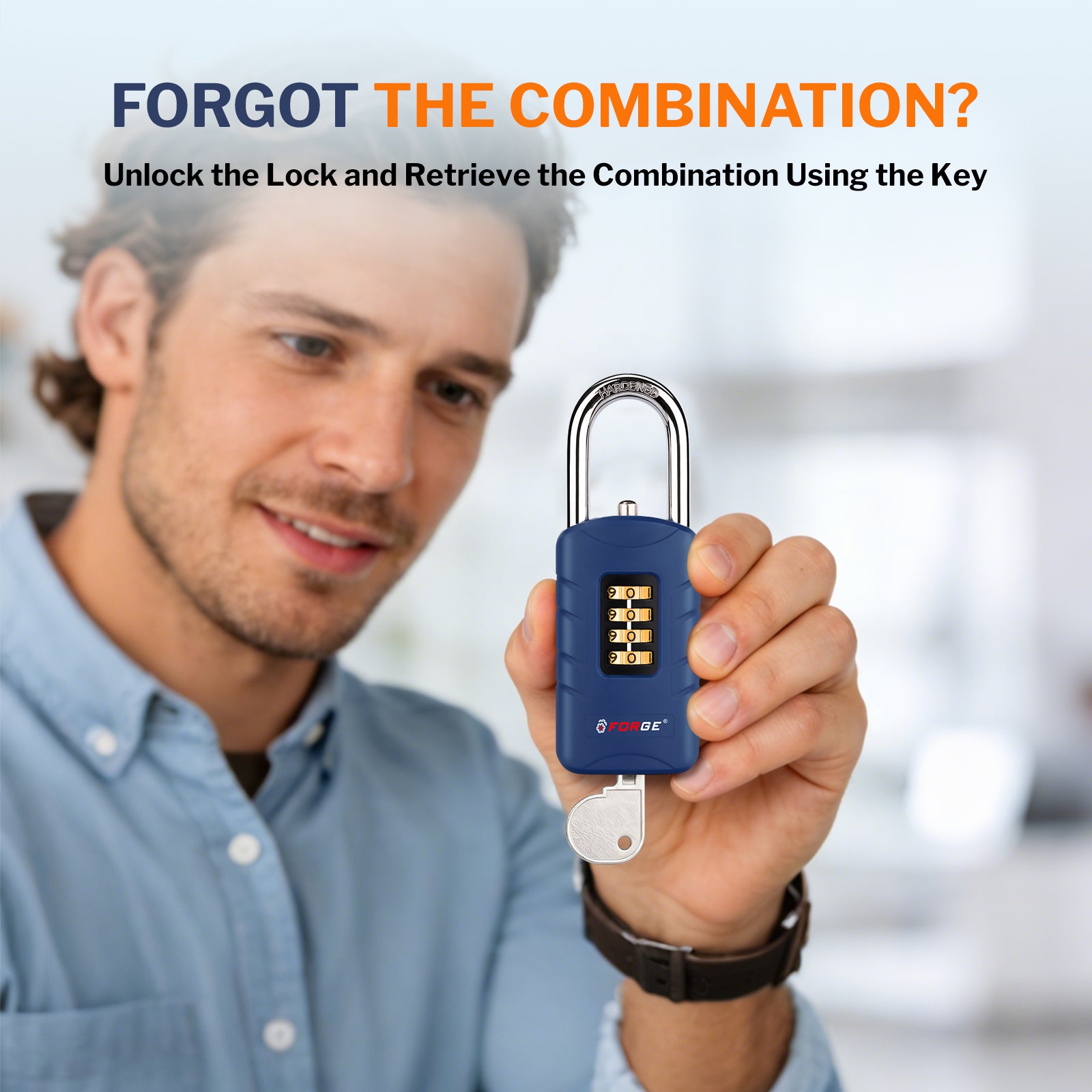 Combination Lock for Locker, 4-Digit Padlock with Code for Gym, School, Home & Work, Shackle Height: 1.77 in, 1-Pack, Model CL-42 Blue