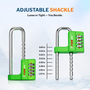 Cabinet LockCombination PadlockStainless Steel Gym Locker Lock Code Long Adjustable Shackle for Outdoor School Gym Sports lockers Fences Green 1 pack