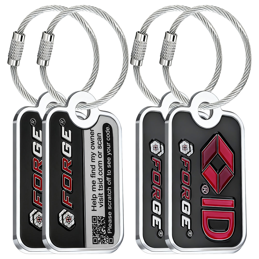 Forge TSID Lost and Found Travel Tag - Black Big 4 Pack.