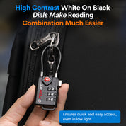 TSA Approved Cable Luggage Lock with Easy-to-Read Dials, Black 1 Lock
