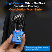 Forge TSA Approved Cable Luggage Lock with Easy-to-Read Dials, Blue 4 Locks.