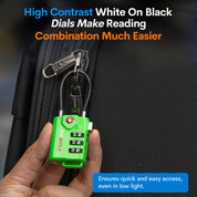 Forge TSA Approved Cable Luggage Lock with Easy-to-Read Dials, Green 4 TSA Locks.