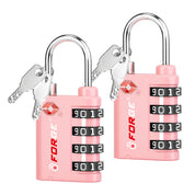 Dual-Opening TSA Approved Luggage Lock: Key or Combination Access, Heavy Duty. 2 Pink Locks