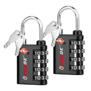 New431B_Dual-Opening TSA Approved Luggage Lock: Key or Combination Access, Heavy Duty. 4 Black Locks