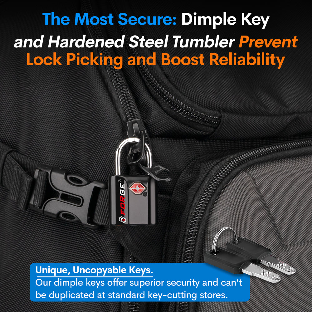 TSA Approved Luggage Locks | Dimple Key Travel Lock – Forge Life LLC