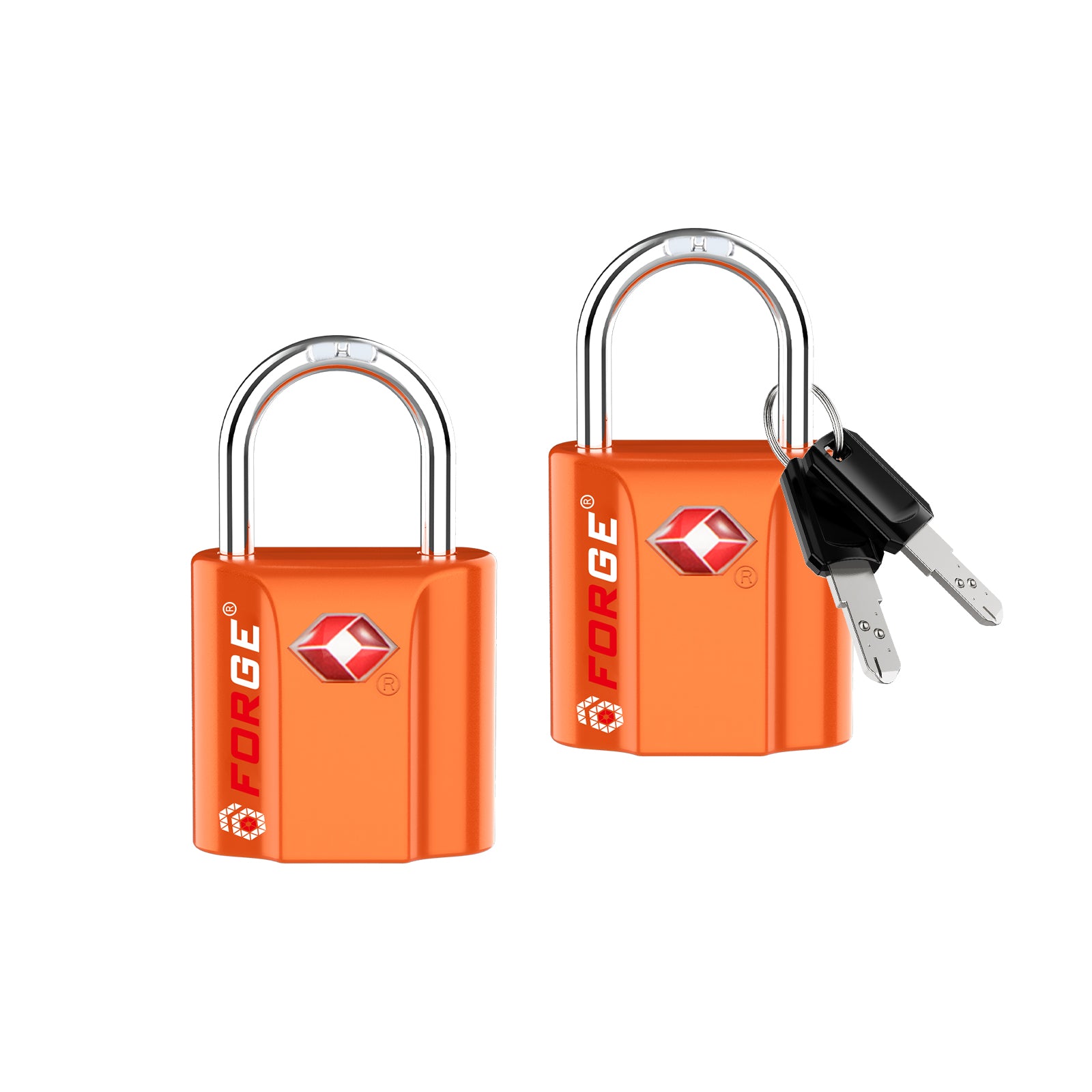 Candado para equipaje con llave de puntos aprobado por la TSA - Llave TSA006, candado pequeño ultraseguro. Naranja, 2 candados.