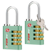 Dual-Opening TSA Approved Luggage Lock: Key or Combination Access, Heavy Duty. 2 Green Locks