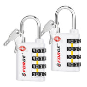 New431B_Dual-Opening TSA Approved Luggage Lock: Key or Combination Access, Heavy Duty. 2 white Locks