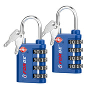 New431B_Dual-Opening TSA Approved Luggage Lock: Key or Combination Access, Heavy Duty. 2 Blue Locks