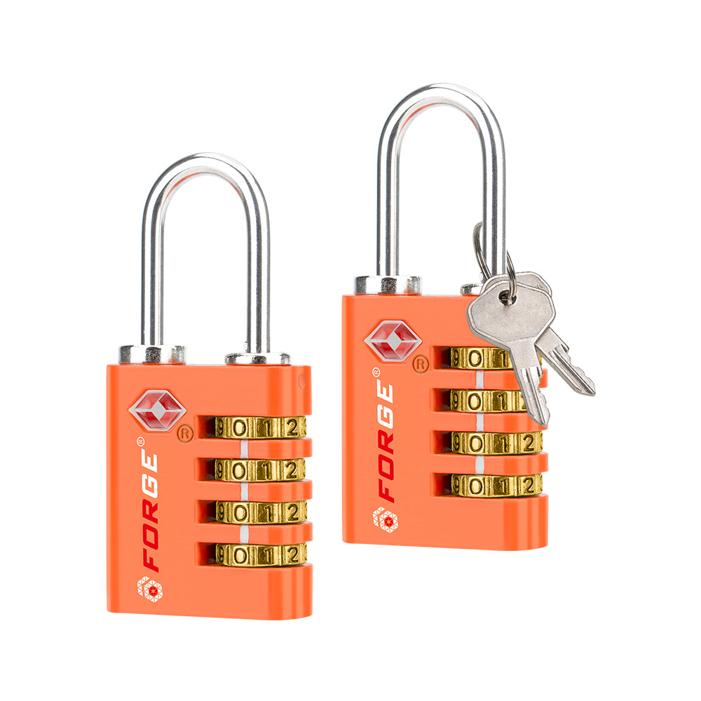 Forge Dual-Access TSA Approved Lock - Heavy-Duty for Pelican Case, Toolbox, Suitcase, Orange 2 Pack