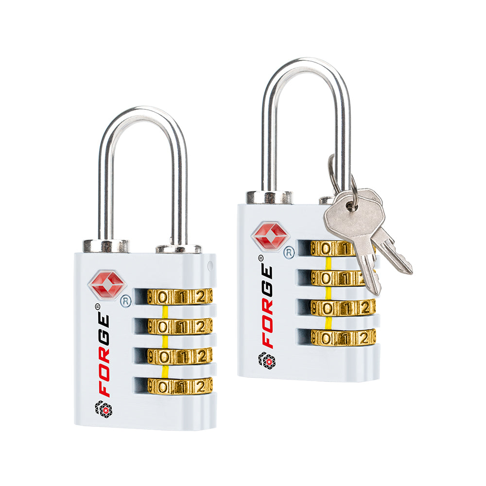 Forge Dual-Access TSA Approved Lock - Heavy-Duty for Pelican Case, Toolbox, Suitcase, White 2 Pack