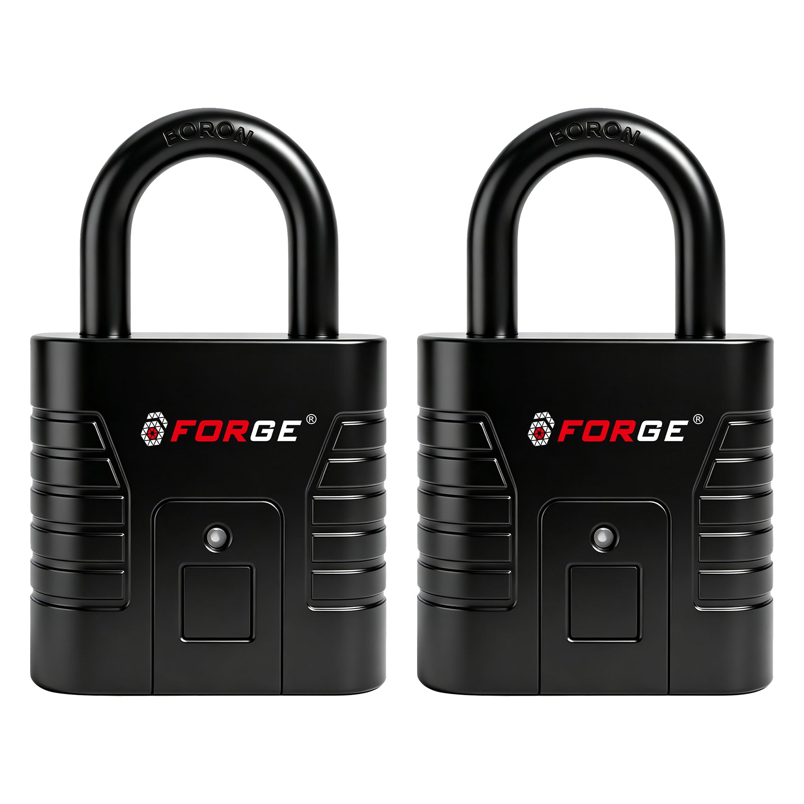 Forge Fingerprint Padlock, Unlock in Seconds – No App Needed Fingerprint Lock with All-Metal Build, Black 2 Pack