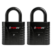 Forge Fingerprint Padlock, Unlock in Seconds – No App Needed Fingerprint Lock with All-Metal Build, Black 2 Pack