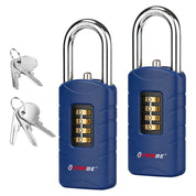 Forge 4-Digit Combination Padlock with Backup Keys (Short Shackle, Blue, 2 Pack)