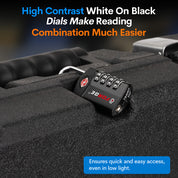 Forge TSA Approved 4-Digit Combination Locks for Luggage and Suitcases. Open Alert, Alloy Body. Black 4 Locks