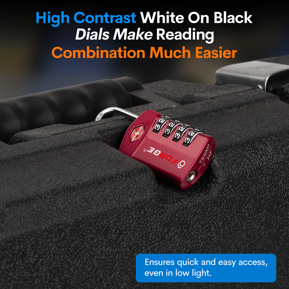 TSA Approved 4-Digit Combination Locks for Luggage and Suitcases. Open Alert, Alloy Body. Red 2 Locks