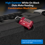 TSA Approved 4-Digit Combination Locks for Luggage and Suitcases. Open Alert, Alloy Body. Red 2 Locks