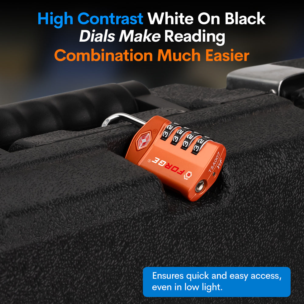TSA Approved 4-Digit Combination Locks for Luggage and Suitcases. Open Alert, Alloy Body. Orange 4 Locks
