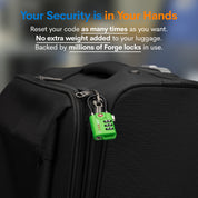 Forge TSA Approved Cable Luggage Lock with Easy-to-Read Dials, Green 4 TSA Locks.