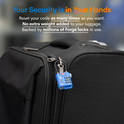 Forge TSA Approved Cable Luggage Lock, 3-Digit Flexible & Steel Wire (Blue, 4-Pack)