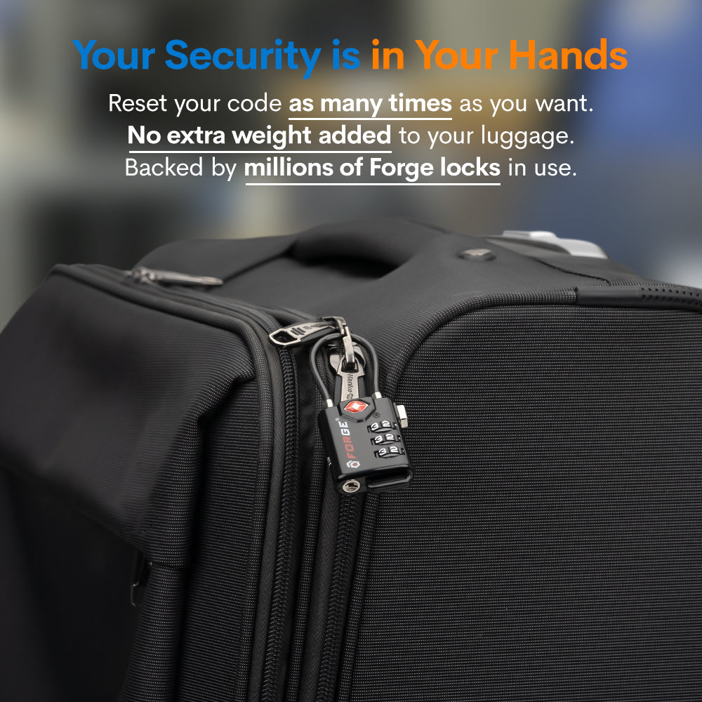 TSA Approved Cable Luggage Lock with Easy-to-Read Dials, Black 1 Lock