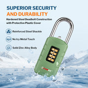 Dual Opening Forge 4-Digit Combination Padlock with Backup Keys (Short Shackle, Green, 1 Pack)