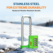 Cabinet LockCombination PadlockStainless Steel Gym Locker Lock Code Long Adjustable Shackle for Outdoor School Gym Sports lockers Fences Green 1 pack