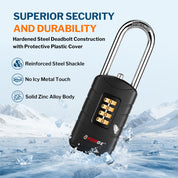 Forge 4-Digit Combination Padlock with Backup Keys (Long Shackle, Black, 1 Pack)