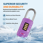Combination Lock for Locker, 4-Digit Padlock with Code for Gym, School, Home & Work, Shackle Height: 1.77 in, 1-Pack, Model CL-42 purple