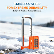 Cabinet LockCombination PadlockStainless Steel Gym Locker Lock Code Long Adjustable Shackle for Outdoor School Gym Sports lockers Fences Orange 1 pack