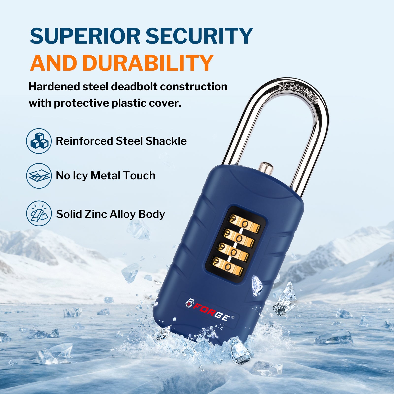 Combination Lock for Locker, 4-Digit Padlock with Code for Gym, School, Home & Work, Shackle Height: 1.77 in, 1-Pack, Model CL-42 Blue