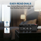 TSA-Approved Luggage Locks: 3-Digit Combination, Open Alert Indicator, Model Titan, Black 6 Locks