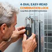 Combination Lock for Locker, 4-Digit Padlock with Code for Gym, School, Home & Work, Shackle Height: 2.52 in, 1-Pack, Model CL-42 Black