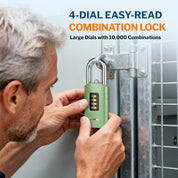 Combination Lock for Locker, 4-Digit Padlock with Code for Gym, School, Home & Work, Shackle Height: 1.77 in, 1-Pack, Model CL-42 Green