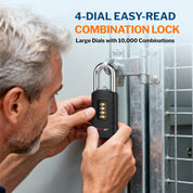 Combination Lock for Locker, 4-Digit Padlock with Code for Gym, School, Home & Work, Shackle Height: 1.77 in, 1-Pack, Model CL-42 Black