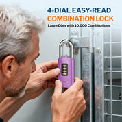 Combination Lock for Locker, 4-Digit Padlock with Code for Gym, School, Home & Work, Shackle Height: 1.77 in, 1-Pack, Model CL-42 purple