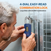 Combination Lock for Locker, 4-Digit Padlock with Code for Gym, School, Home & Work, Shackle Height: 1.77 in, 1-Pack, Model CL-42 Blue