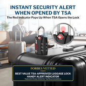 TSA-Approved Luggage Locks: 3-Digit Combination, Open Alert Indicator, Model Titan, Black 6 Locks