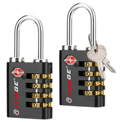 Forge Dual-Opening TSA Approved Luggage Lock: Key or Combination Access, Heavy Duty. 2 Black Locks