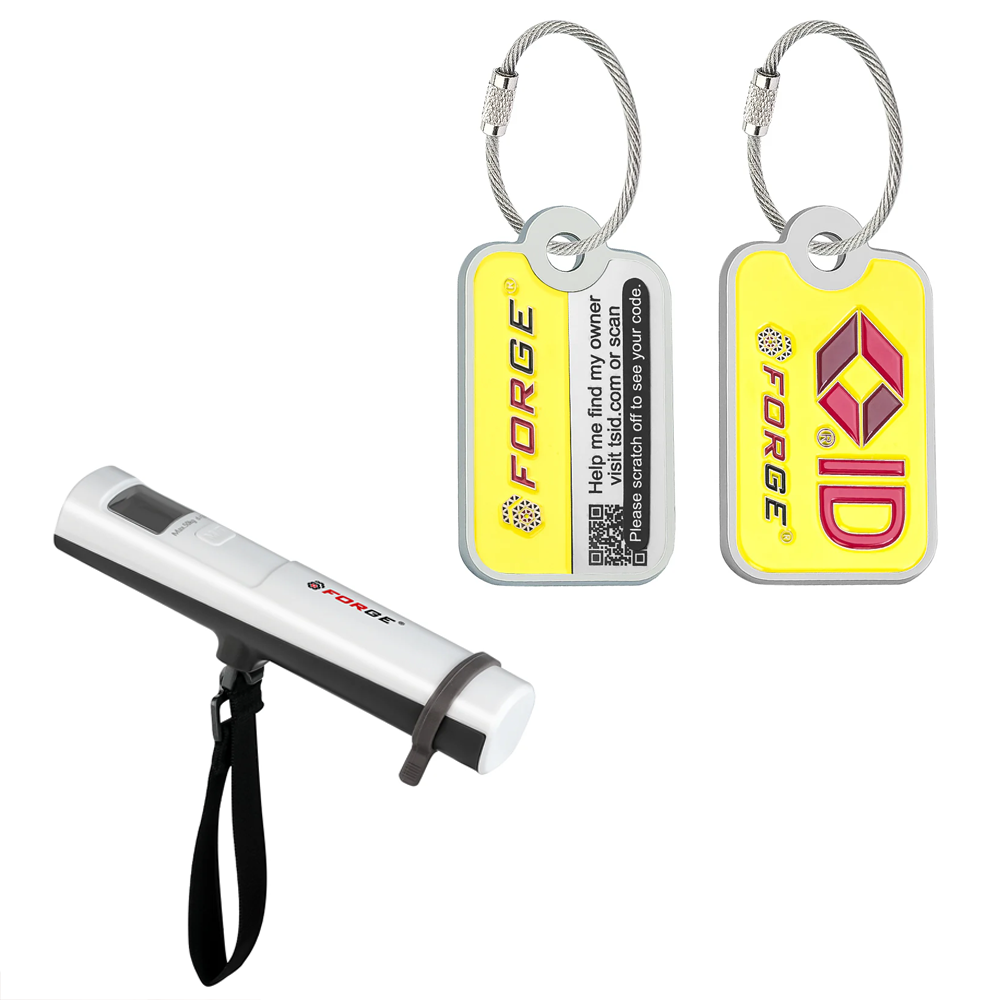 Forge Battery-Free Luggage Scale – Shake-to-Power Digital Portable Travel Weight Scale. (1 Scale and 2 Lost and Found Tag)