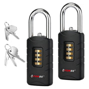 Forge 4-Digit Combination Padlock with Backup Keys(Black, Short 2 Locks, Same Key)
