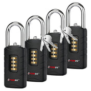 Forge Model Ironclad, 4-Digit Combination Padlock with Backup Keys, Recover Forgotten Code, Waterproof Outdoor Lock, Anti-Pick, for Locker, Gate, Fence, Hasp, Storage. (Black, Short Shackle 4 Lock)
