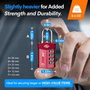 TSA Approved 4-Digit Combination Locks for Luggage and Suitcases. Open Alert, Alloy Body. Red 2 Locks