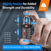 Forge TSA Approved 4-Digit Combination Locks for Luggage and Suitcases. Open Alert, Alloy Body. Black 4 Locks