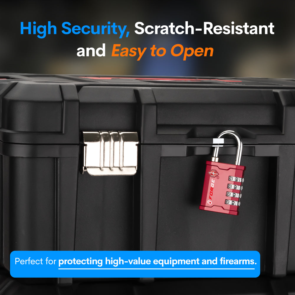 Forge Heavy Duty TSA Approved Lock for Toolbox and Case with TSA006 Key, Red 2 Locks.  Lifetime Warranty Included.