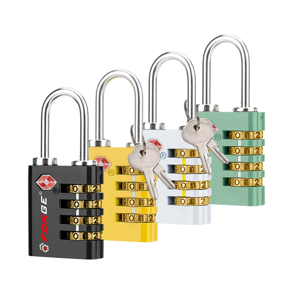 Forge Dual-Opening TSA Approved Luggage Lock: Key or Combination Access, Heavy Duty. Model Guardian, 4 Color Locks