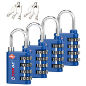 New431B_Dual-Opening TSA Approved Luggage Lock: Key or Combination Access, Heavy Duty. 2 Blue Locks