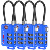 Forge TSA Approved Cable Luggage Lock, 3-Digit Flexible & Steel Wire (Blue, 4-Pack)