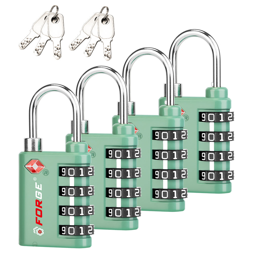 New431B_Dual-Opening TSA Approved Luggage Lock: Key or Combination Access, Heavy Duty. 2 Green Locks
